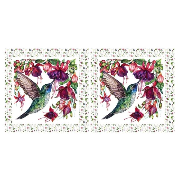 Exotic Flowers and Hummingbird Pillow Panels on Sale