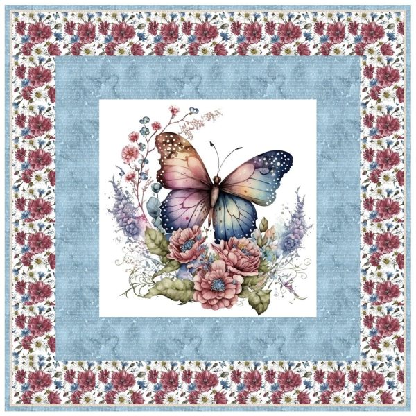 Elegant Butterfly With Flowers Wall Hanging 42  x 42  Online Hot Sale