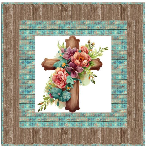 Elegant Cross and Flowers Wall Hanging 42  x 42  Online now