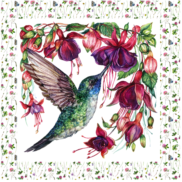 Exotic Flowers and Hummingbird Pillow Panels on Sale - Image 2